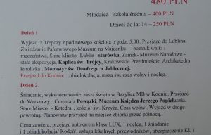 Pielgrzymka do Lublina, Kodnia i Warszawy .